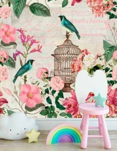 Birdcage Master Wall Mural Baby Girls Room Nursery Decor Wallpaper Gift DIY B46 - Picture 1 of 7