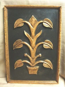 Unique Hand Carved Wooden Plaque Tree Design - 12" x 17 1/2" - Picture 1 of 9