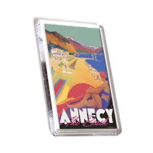 FRIDGE MAGNET - Vintage Travel - Annecy. The Beach - Picture 1 of 1