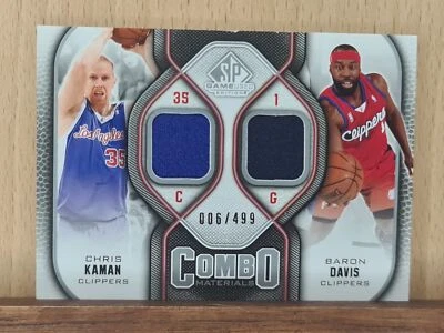 Chris Kaman/Baron Davis #CM-DD 2009 SP Juego Usado Combo Materiales SN 006/499 E14A Foto 1 de 2