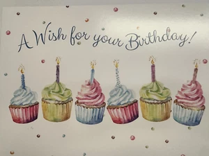 "A Wish for Your Birthday" - Six Cupcakes with Candles - 5.5" X 7.5" - Picture 1 of 6