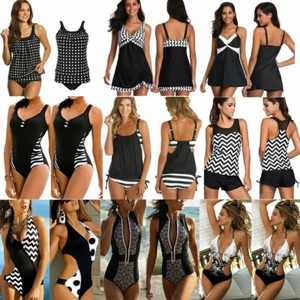 Damen Badeanzug Push Up Bademode Bauchweg Strandkleidung Monokini / Tankini Set▪ - Bild 1 von 25
