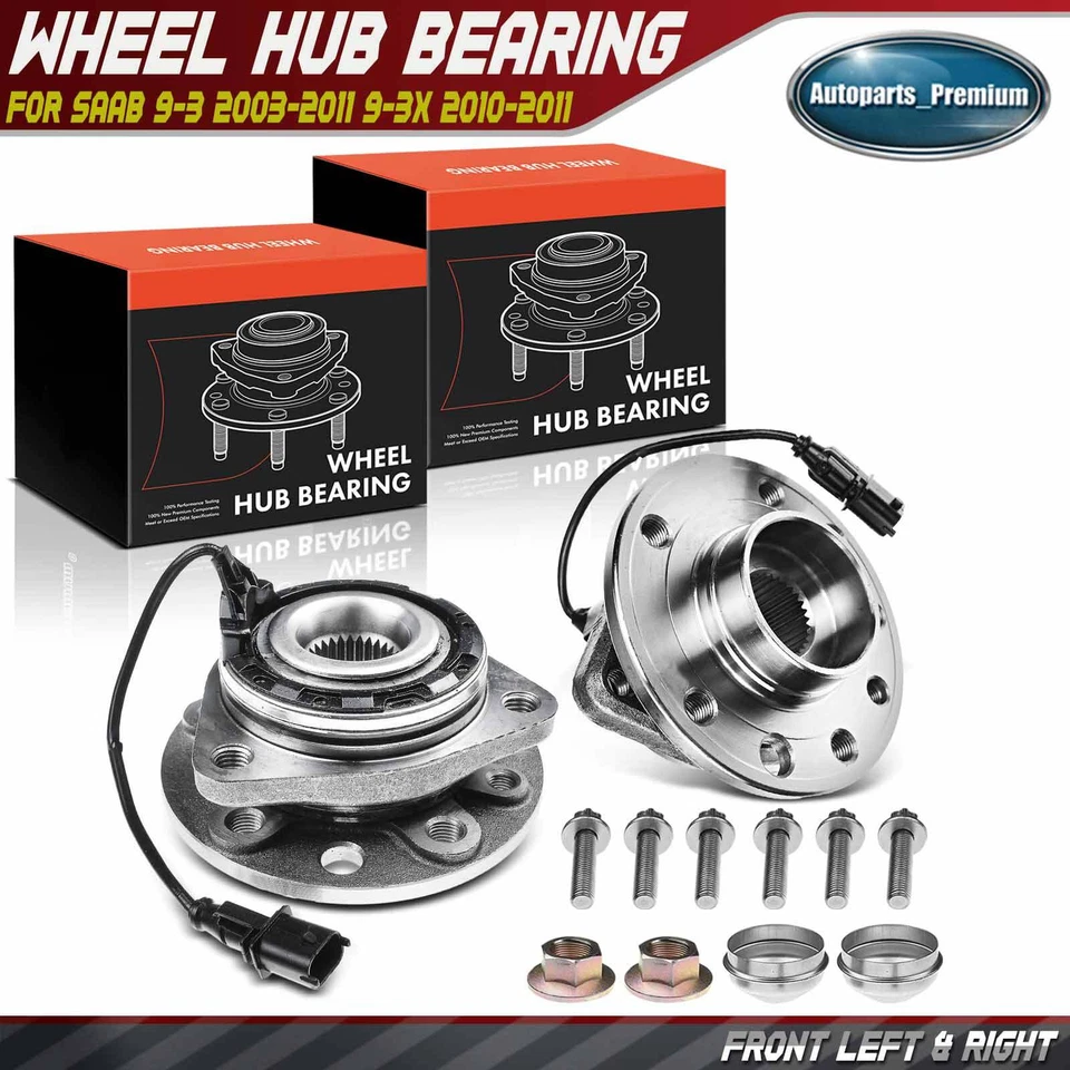 2x Front or Rear Wheel Hub Bearing Assembly for Saab 9-3 2003-11 9-3X 2010-2011 - Image 1 of 4