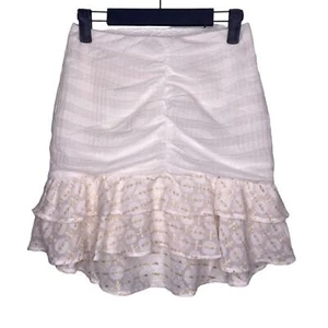 Red Carter Womens Skirt Size XS White Short Ruffle Summer Wear Lined Rushed - Picture 1 of 15
