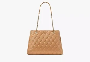 Kate Spade Carey Quilted Leather Large Tote Bag Chain Shoulder - Picture 1 of 4