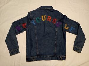 The Met Jean Jacket LBGTQ+ Be Yourself  Womens Size XS Embroidered Pride Rainbow