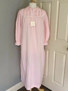 New Vintage Barbizon Feathaire Long Nightgown Dress Pink Size Small Long Sleeve - Picture 1 of 7