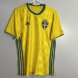 Adidas Sweden SVFF Sverige 2016 Yellow Blue Football Soccer Jersey Mens Medium - Picture 1 of 10