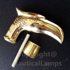 Vintage Solid Brass Eagle Head Handle for Walking Stick Walking Cane w Connector - Picture 1 of 3