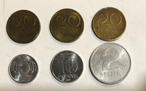 1953-1979 DDR 5, 10, 20 Pfennig, 2 Mark - 7 Sammlermünzen Lot - Bild 1 von 4