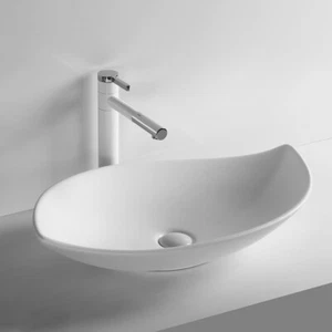 Ceramic Basin Leaf Shape Countertop Bathroom Sink Hand Wash Bowl Matte White - Picture 1 of 6