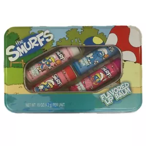 Paquete de 4 bálsamos labiales con sabor a pitufos fresa, arándano, melocotón, esmerilado - Imagen 1 de 1