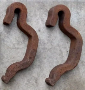 Lot of 2 RAILROAD J anchors hook bracket carbon steel Illinois Central RR iron - Picture 1 of 2