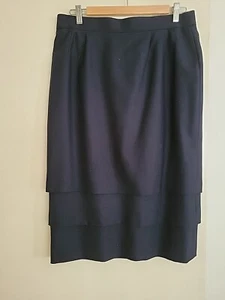 LOUIS FERAUD NAVY BLUE STRAIGHT SKIRT LARGE MADE IN GERMANY tiered - Picture 1 of 5