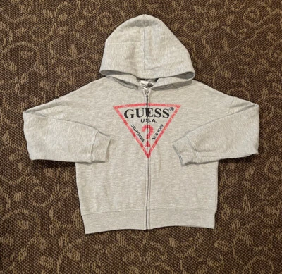Youth Girls Guess Full Zip Hooded Jacket Size Small (7-8) Grey Guess Jeans USA Foto 1 de 4