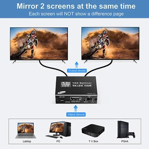 HDMI v2.0 Splitter 1 In 2 Out HDCP 2.2 4K@60Hz UHD 3D Ultra HD For PC HDTV TV OZ - Picture 1 of 10