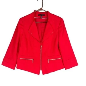 White House Black Market 12 Red Zip Moto Jacket Casual Office Career Sexy Party - Imagen 1 de 11
