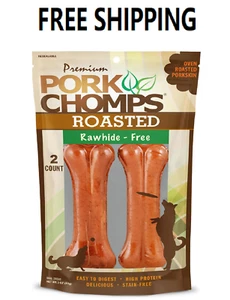 Pork Chomps Roasted Pressed Pork Skin Dog Chews, 4.5-inch Bone, 2 Count - Picture 1 of 6