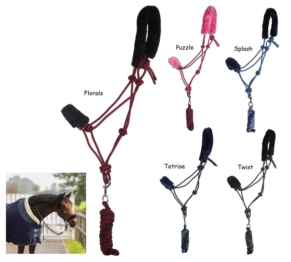 Set Knotenhalfter mit Fellimitat-Polsterung und Führstrick, Gr. Shetty-Full - Bild 1 von 1