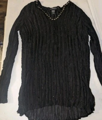 element z womens large black  long sleeve with sparkley  around neck - Image 1 of 4