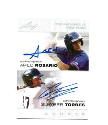 Leaf Draft 2017 Gleyber Torres y Amed Rosario doble autógrafo novato NY automático radiocontrol Foto 1 de 2