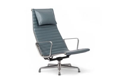 Sillón de oficina Eames de cuero gris azul para Herman Miller - 2 disponibles Foto 1 de 4