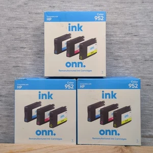 3x ONN 952 Kolorowy zestaw atramentów Regenerowane wkłady atramentowe HP OfficeJet Pro Lot 3 - Zdjęcie 1 z 4