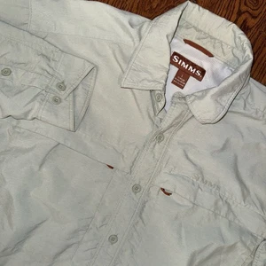Simms Guide Fishing Shirt COR3 Men’s L Green Grey Long Sleeve Button Up Vented - Picture 1 of 7