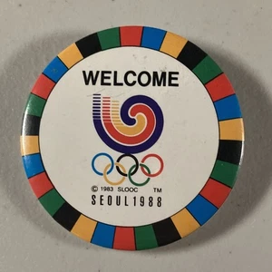 Welcome Seoul 1988 Olympic Games • Promotional Sports Pin / Button - Picture 1 of 2
