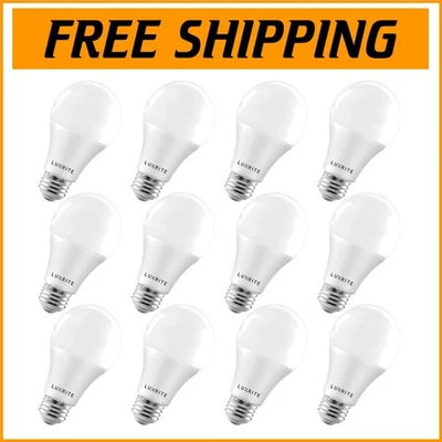 12 Pack A19 LED Bulbs - 100W Equivalent, Dimmable, Long Life, Energy Efficient - Image 1 of 4