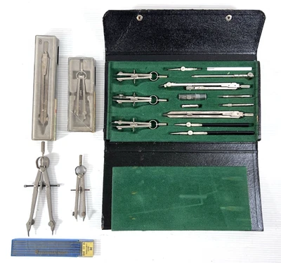 Vintage Lutz German Drafting Tool Compass Set 1 US Government Ionic Bow Dividers - Image 1 of 4