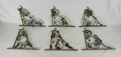 6 винтажных расписных кованных железных пластиковых кронштейнов для настенных полок с цветами вешалки для растений - Изображение 1 из 4