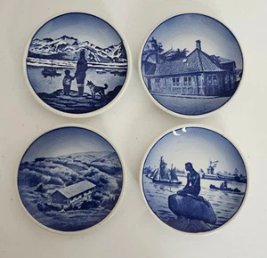 Royal Copenhagen Denmark Mini Hanging Plates 3" Set Of 4 Signed Initials - Picture 1 of 8