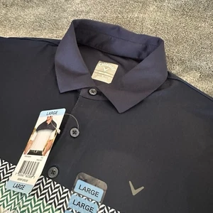 Callaway Poloshirt Herren L Navy Blau Geometrisch Golf Performance Opti Dri Wicking - Bild 1 von 7