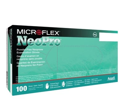 Guante de examen de policloropreno NeoPro longitud estándar del puño MEDIANO 100 por caja Foto 1 de 2