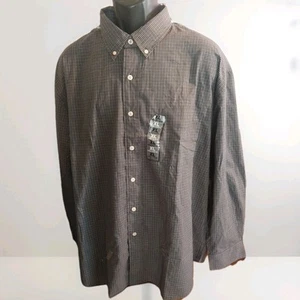 BASIC EDITIONS SHIRT LONG SLEEVE POCKET FRONT CHECKED BUTTON FRONT 2XL Read! - Picture 1 of 5
