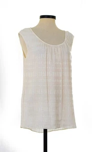 Top St John Knits Dorado Plata Rayas Arrugadas Georgette Shell Talla Mediana Nuevo con Etiquetas $495 - Imagen 1 de 3