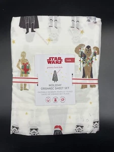 POTTERY BARN KIDS DISNEY STAR WARS HOLIDAY ORGANIC TWIN SHEET SET NEW W TAGS - Picture 1 of 3