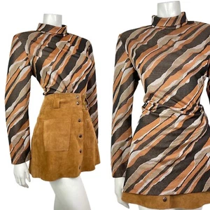 TOP DOLCEVITA VINTAGE ANNI 60 70 MARRONE ARANCIO ORO BIANCO A RIGHE LUREX PARTY MOD 16 - Foto 1 di 7