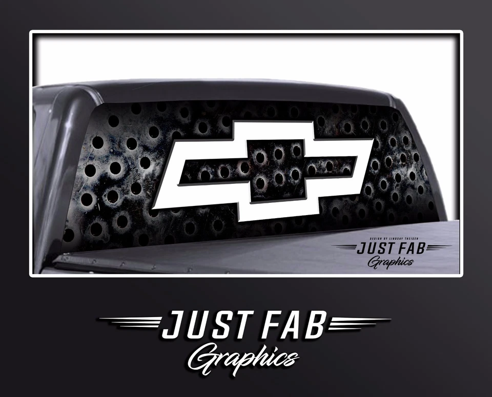 COLOR PERSONALIZADO Chevy Chevrolet Pajarita Remaches Ventana Trasera Perf Gráfico Calcomanía Foto 1 de 4