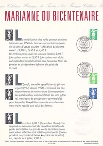 Document Philatélique 1er Jour : 46 1993 - Marianne du bicentenaire - Imagen 1 de 1