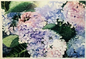 Hydrangea Flower Painting Watercolor Giclee Print Signed Cape Cod - Picture 1 of 6