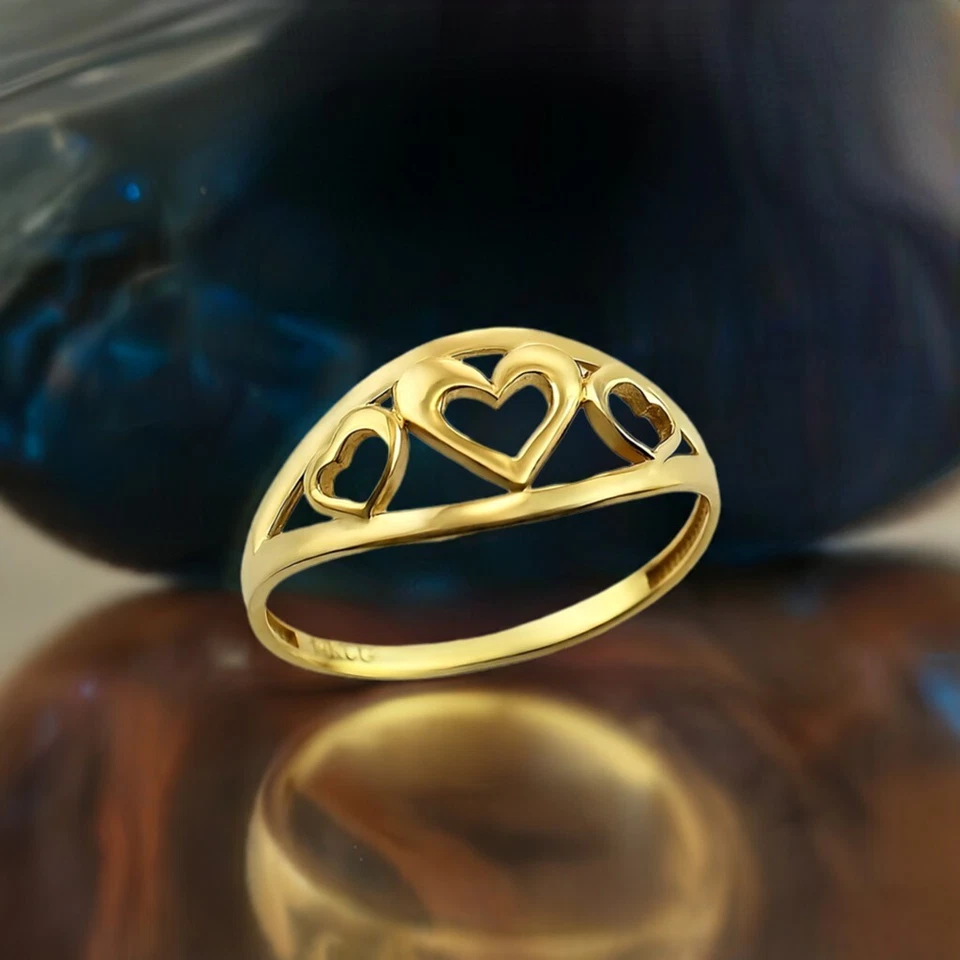 Elegant Gold Openwork Triple Heart Ring for Women - 10k / 14k - Image 1 of 1
