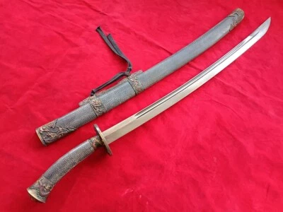 Espada de colección plegada de acero china dinastía Qing Dao dragón fénix #8888 Foto 1 de 4
