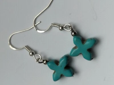 925 Sterlingsilber Gestempelt, Türkis Damen Ohrringe Echtschmuck Edelstein - Bild 1 von 4