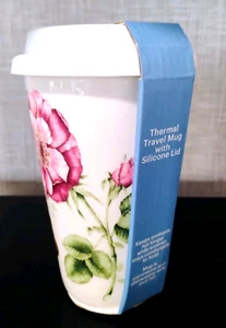LENOX Travel Thermal Mug w/Silicone Lid Porcelain Butterfly Meadow BRAND-NEW - Picture 1 of 10