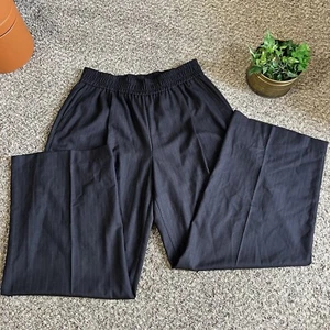 Zara Womens Dress Pants High Rise Pin Stripe Elastic Waist Pocket L Straight Leg - Picture 1 of 6