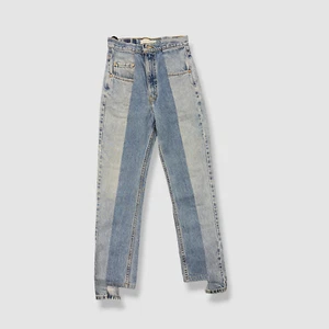 $370 E.L.V. Denim Women's Blue Contrast Straight Leg Denim Jeans Pants Size 27 - Picture 1 of 4
