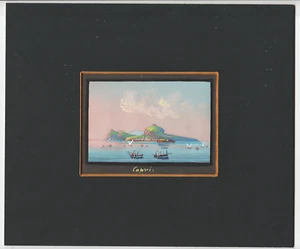 Gouache antica Napoli Capri isola 1890 circa piccola tempera veduta - Bild 1 von 3