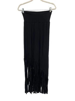 Y2K влажная печать бахрома макси юбка женщин размер маленький тянуть на черный готический Witchy Gru - Изображение 1 из 4